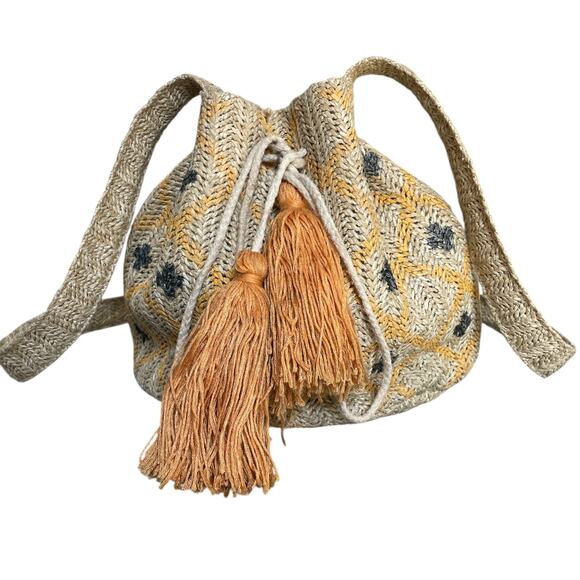 MW Most Wanted Straw Bucket Bag Boho Crossbody - Picture 5 of 16